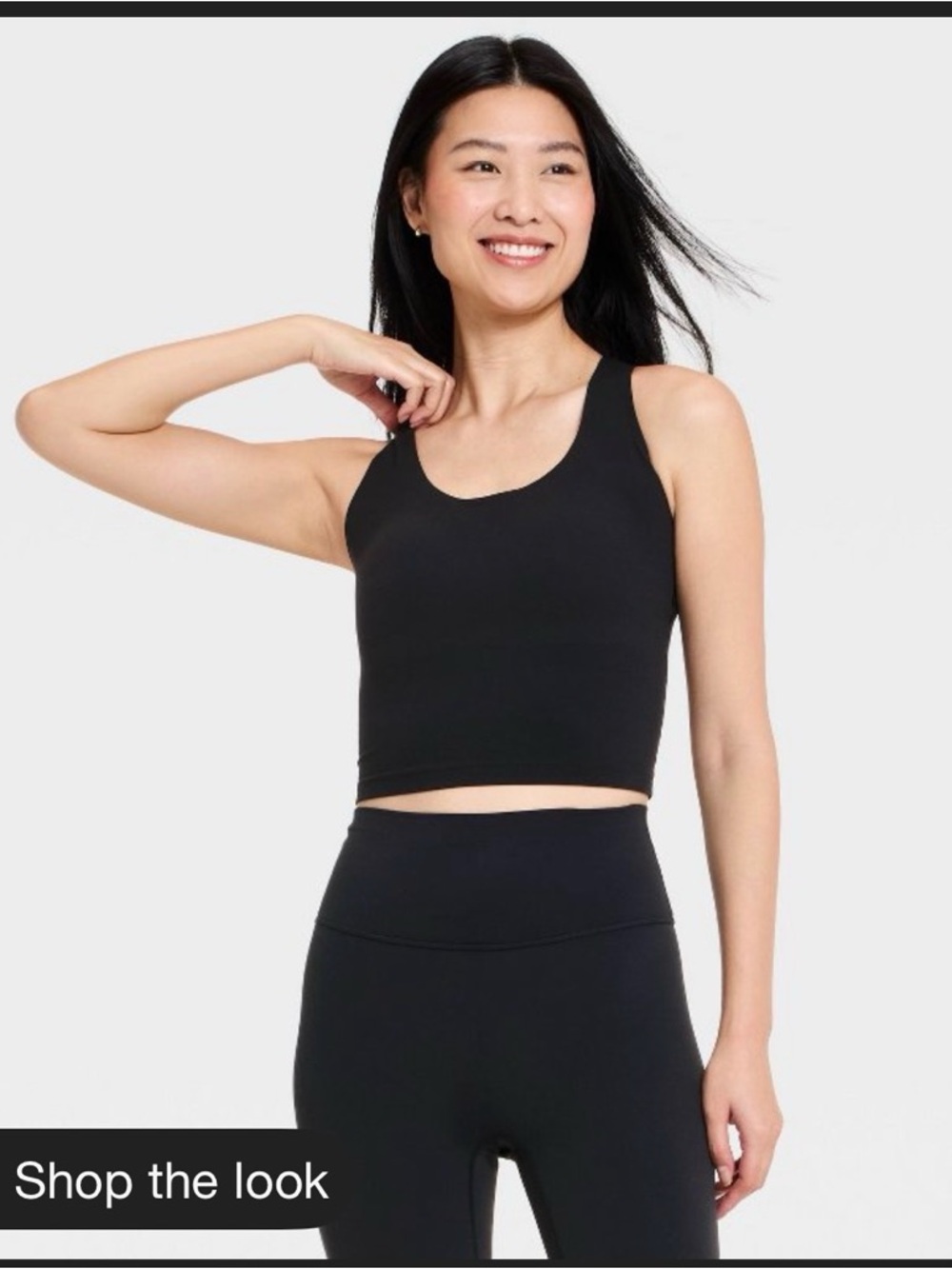 all in motion Black Ribbed Scoop-Neck Tank